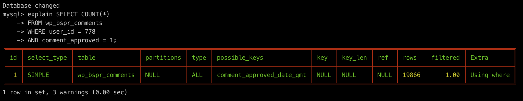 mysql-explain-wp_comments-not-indexed.png MySQL Explain on wp_comments query not indexed